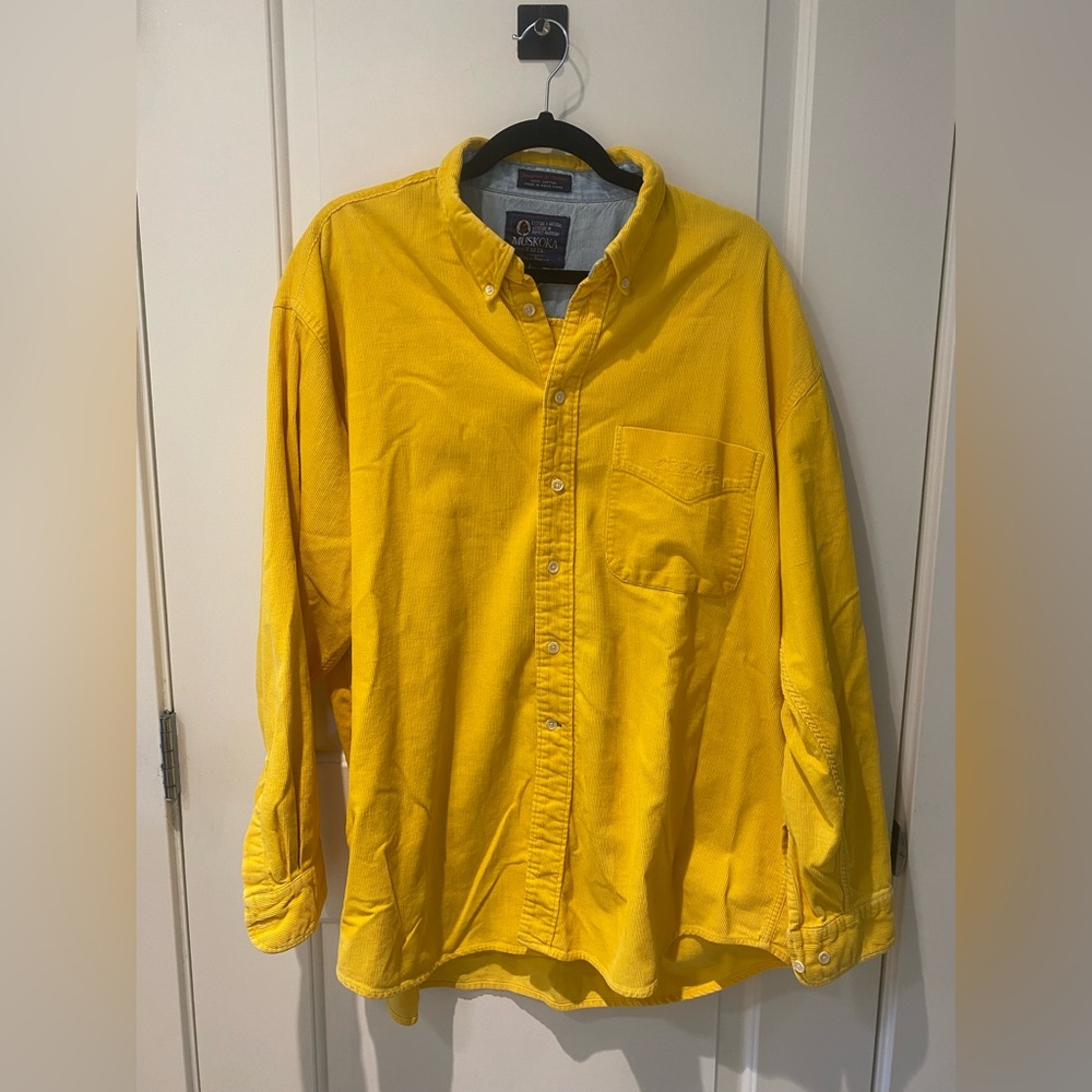 Bright Yellow Button-Up Corduroy Shirt